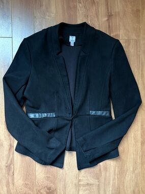 Tristan Black Women's Tailored Blazer with Faux-Leather Trim